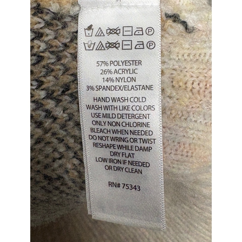 Artelier Nicole Miller Womens Cream Fair Isle Diamond Turtleneck Sweater Size‎ M - Picture 4 of 8